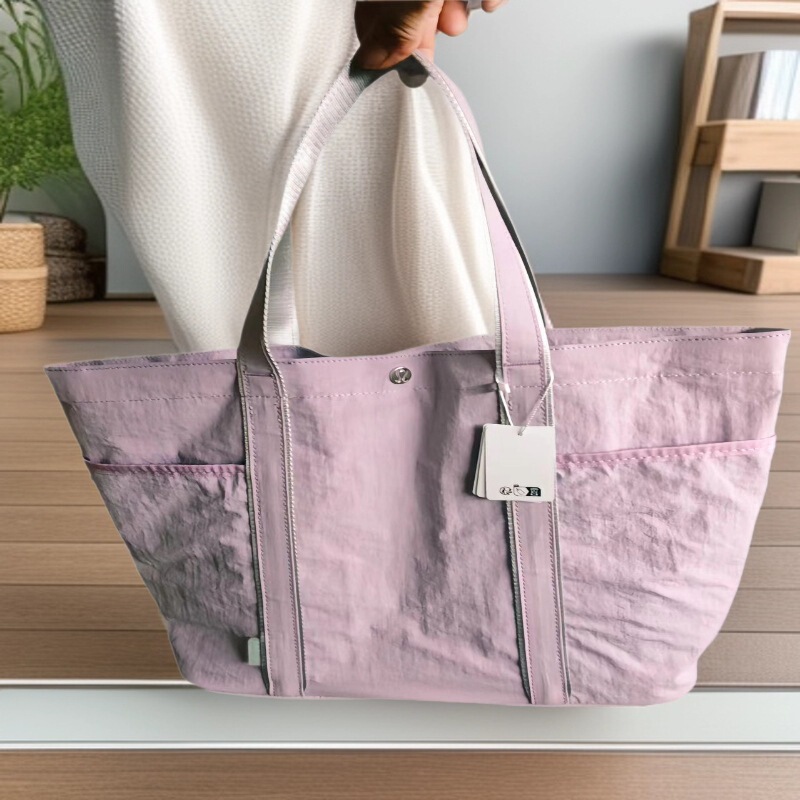 Luludailytotebag Multi-Pocket Tote Bag Canvas Bag Yoga Fitness Large Capacity Tote Bag Shoulder Bag
