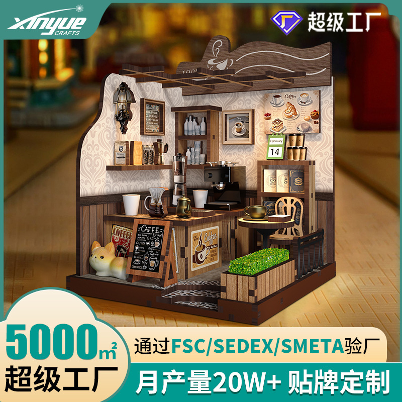 DIY Micro Landscape Cabin Rural Coffee House Wooden Hand-Assembled Model House Creative Toy Gift Mini House DIY Micro Landscape Cabin Rural Coffee House Wooden Hand-Assembled Model House Creative Toy Gift Mini House