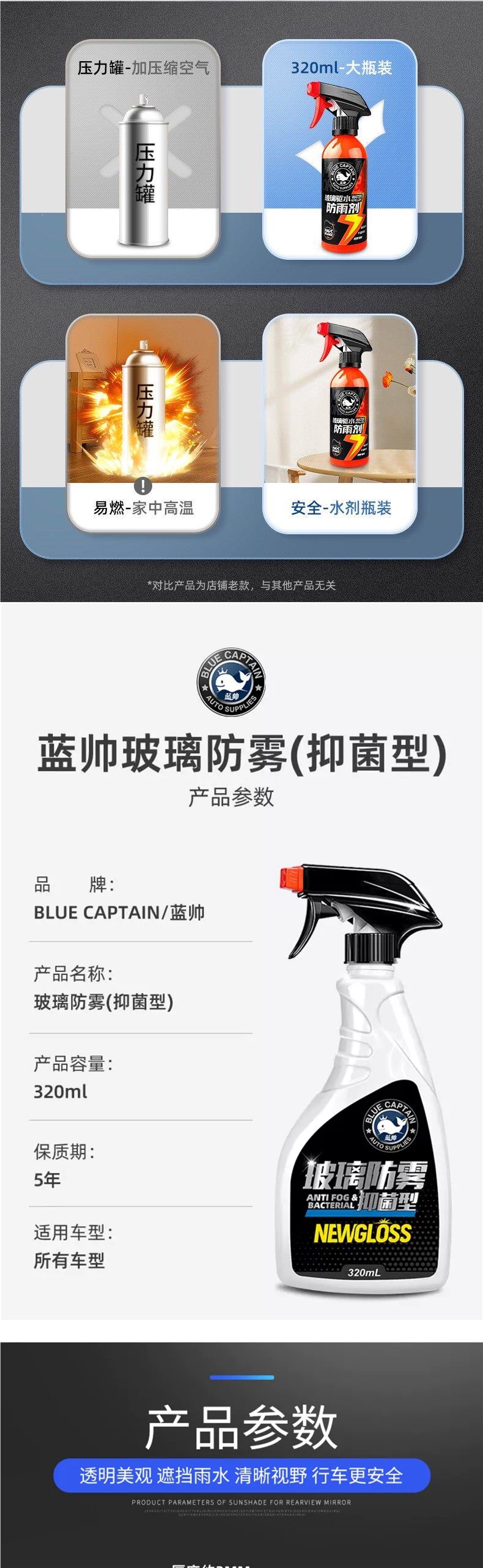 Rainproof spray for rearview mirrors, anti-rain spray for reflectors, waterproof and water-repellent film for rainy days, anti-fog agent for car glass