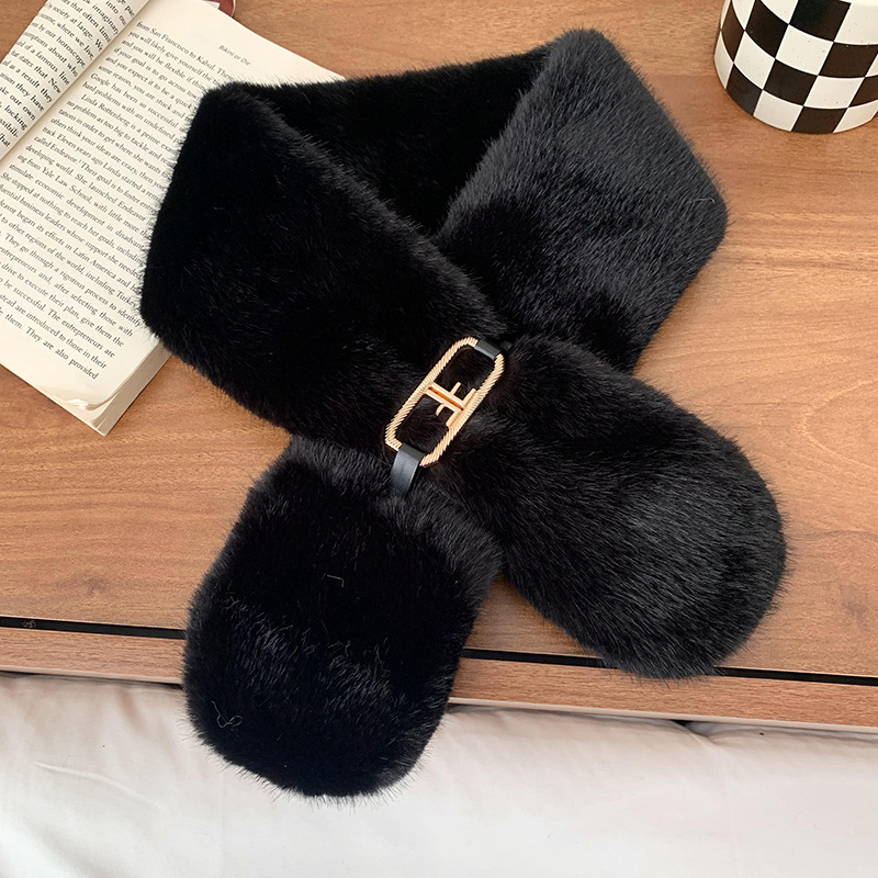 Otoño y invierno bufandas mujeres 2025 nuevo estilo coreano caliente engrosado versátil imitación de lana de seda lindo buñuelo al por mayor