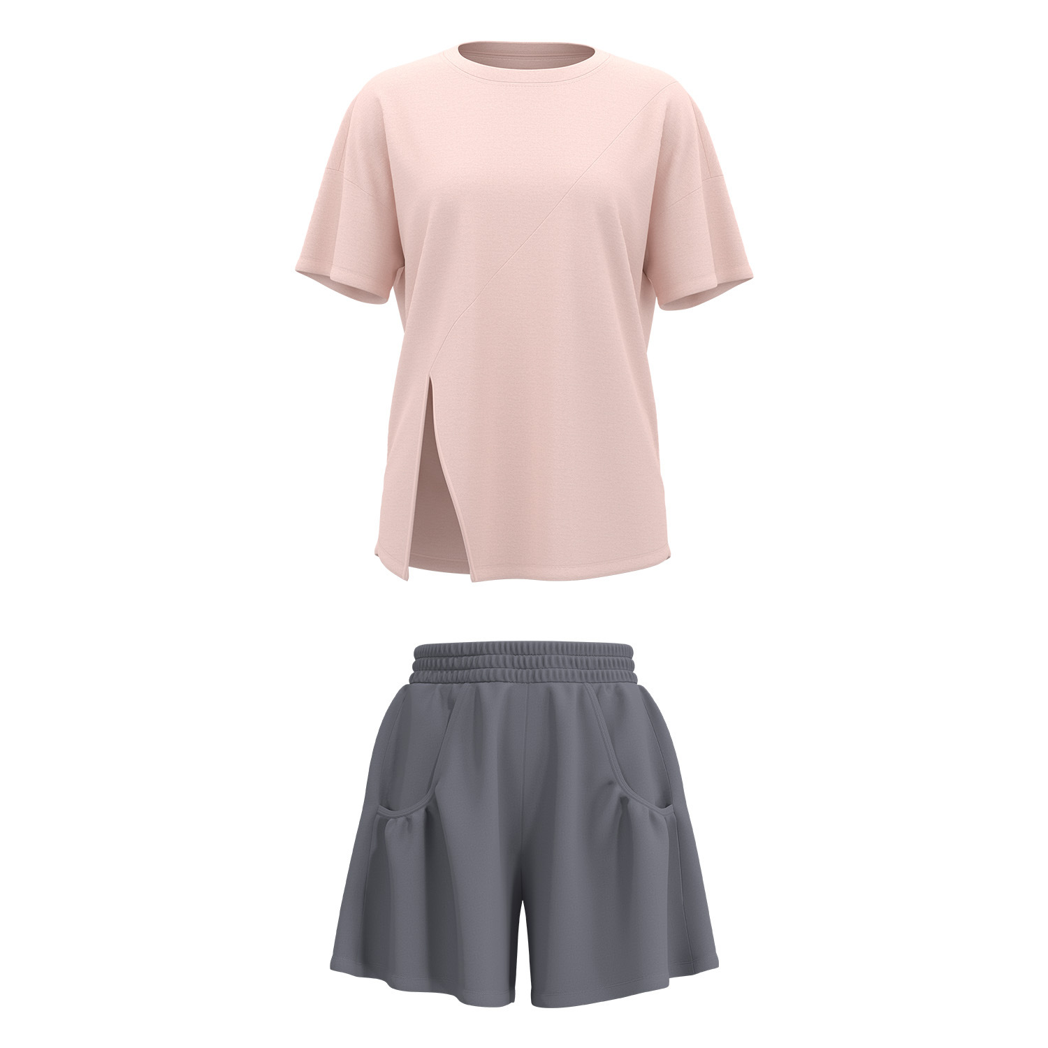 Juyi Tang primavera y otoño conjunto de yoga abierto suelto camiseta transpirable camiseta anti-stroller pantalones cortos para correr conjunto deportivo image 5
