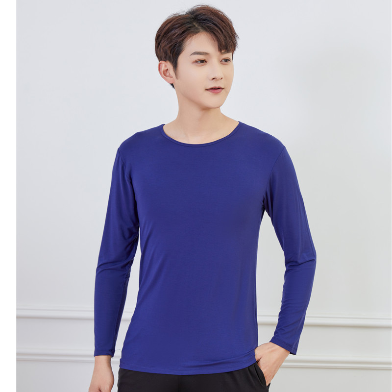 Men's navy blue round neck (long sleeve)