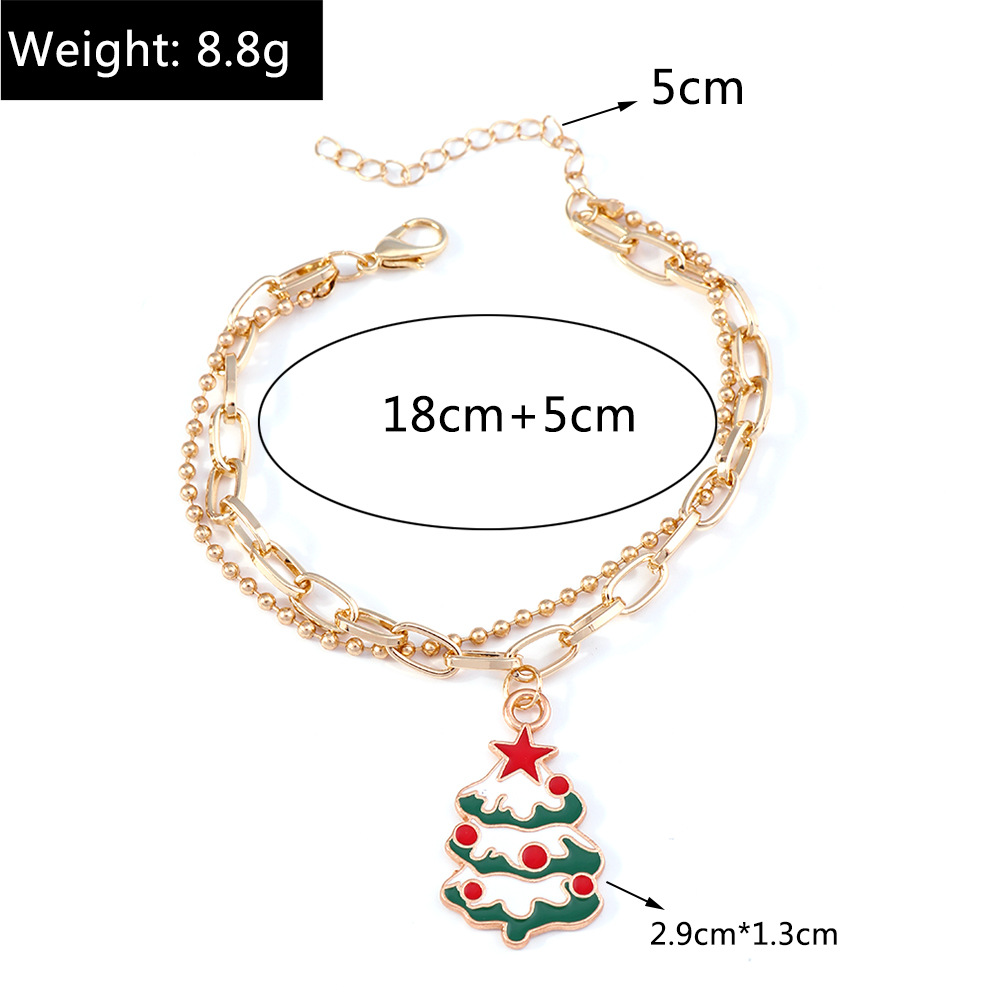 11g Weight Alloy Pendant Material Bracelets Classification Alloy Chain Material 1 Piece Quantity Holiday, Party Occasion Alloy Material Christmas Festival Christmas Tree, Santa Claus Pattern Women's Gender Enamel Design Cute, Simple Style Style Cute Simple Style Christmas Tree Santa Claus Alloy Chain & Link Bracelets Christmas Wholesale 11