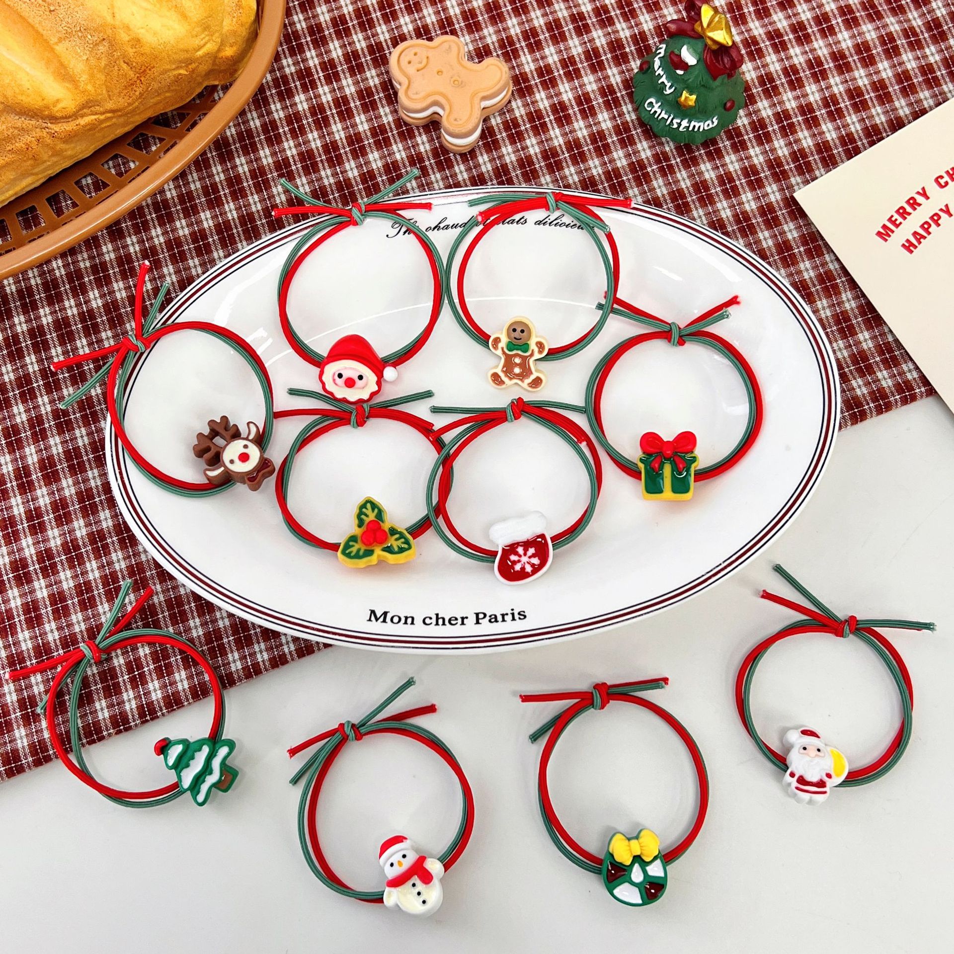 Fashion Santa Claus Gingerbread Snowman Elastic String Handmade Hair Tie 1 Piece display picture 4