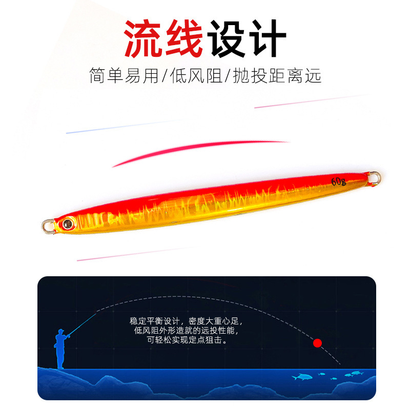 ルアーフィッシング用鉄板ベイト 40g60g80g100g 鉄板ベイト ベイトルアー 夜光 海釣り用鉄板ベイト|undefined
