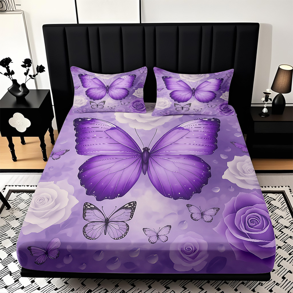 TEMU / JIT cama abrasiva Kits de almohada mariposa de color impresión digital 3D fuente de ropa de cama fabricantes
