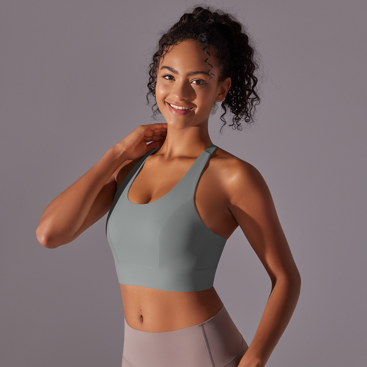 Nuevo desnudo sin costuras color sólido en forma de I belleza espalda breasted deportes ropa interior deportes correr fitness yoga Top BRA