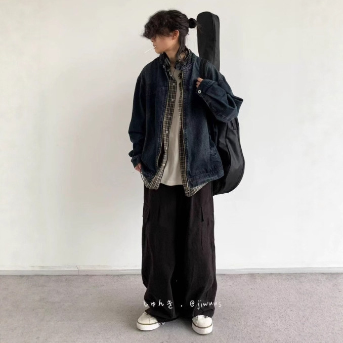 Autumn New Japanese Retro Washed Denim Jacket for Men and Women, Vintage Boyfriend Style, Loose Versatile Casual Jacket Trendy