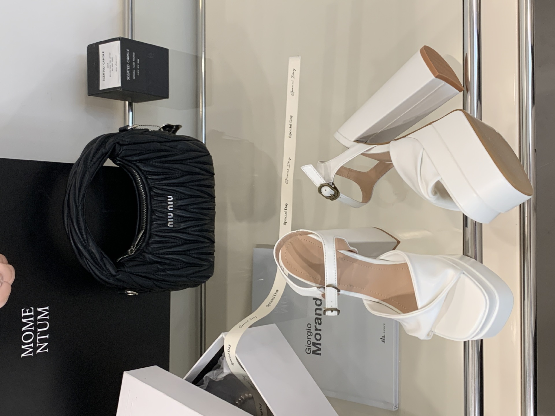 Sandal cao gót nữ quai ngang mũi vuông đế dày chống nước, gót siêu cao 9 cm — Màu đen chi tiết 22