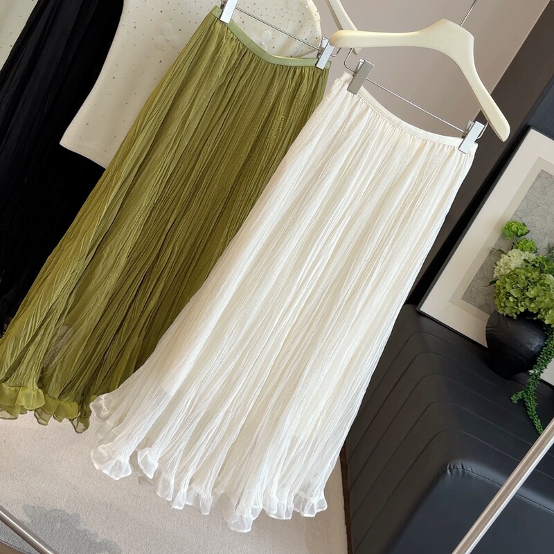 French-Style Mesh Skirt for Women, Summer Season, Ultra-Large Hem, Loose Fit, Slimming, Fashionable, Elegant, Drapey, Light Luxury, High-End Feel French-Style Mesh Skirt for Women, Summer Season, Ultra-Large Hem, Loose Fit, Slimming, Fashionable, Elegant, Drapey, Light Luxury, High-End Feel