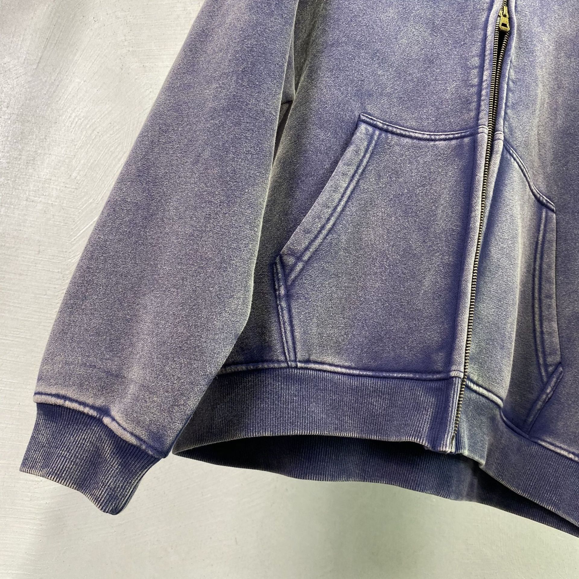 Sweatshirt vintage américain molletonné à zip pour homme_voghion.com