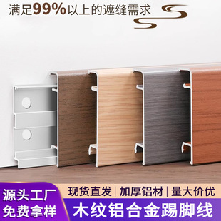 Solid Wood Grain Aluminum Alloy Skirting Board, Natural Wood Color Skirting Board, Extremely Narrow Stainless Steel Waterproof Skirting Board, Minimalist Style