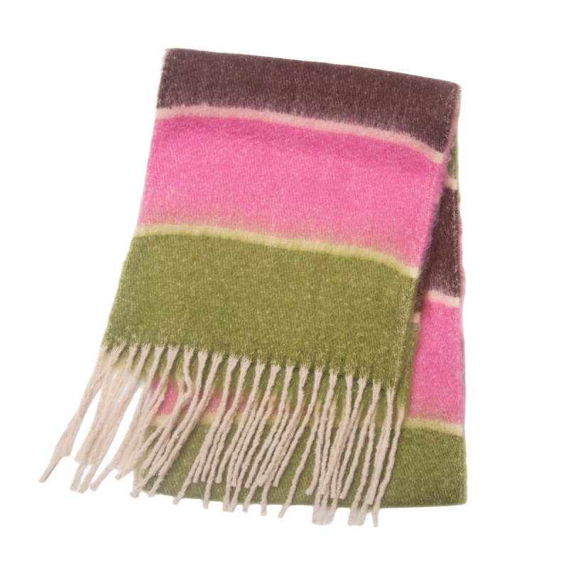 770g Weight Scarf Classification Daily Occasion Polyester Material Stripe Pattern Autumn&Winter Season Women's Gender Tassel Design Casual, Simple Style Style Women's Casual Simple Style Stripe Polyester Tassel Scarf 22