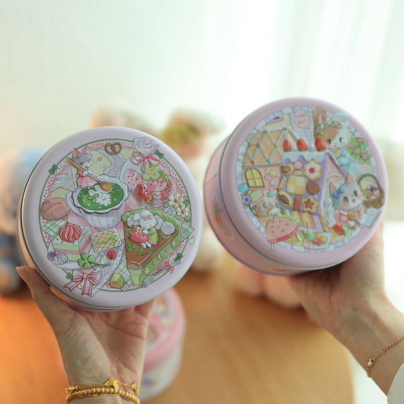 Original Bunny lulu small round tin can cookies baking candy food packaging box tinplate