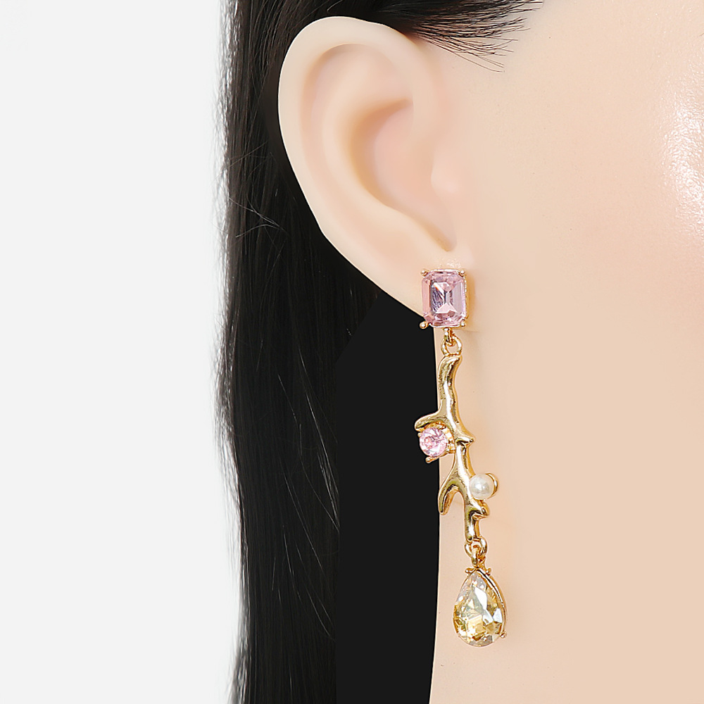 Fashion Gold Color Alloy Diamond Geometric Earrings