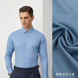 Màu xanh nước biển trắng ca rô nhỏ dài tay nam cổ vuông (06)