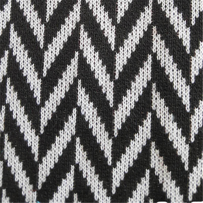 Nueva Navidad tela de lana jacquard paño de lana blanco y negro de punto jacquard tela cilindro tejido de punto fábrica al por mayor