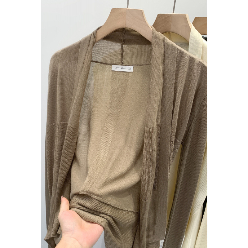 Lyocell Tencel Loose Lazy Style Long-Sleeved Knitted Cardigan Women's Autumn and Winter Outer Thin Casual Jacket Top