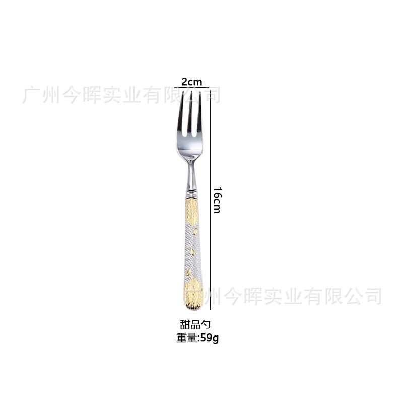 304ステンレス麦穂柄高級レストラン5つ星ホテルステーキナイフとフォークの巨大な食器の鍛造技術|undefined