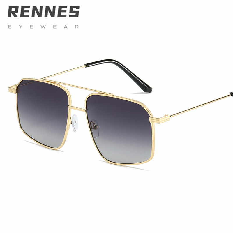 2022 nuevo metal doble haz gafas de sol retro gran marco europeo y americano ins estilo transfronterizo gafas de sol marinas 3585