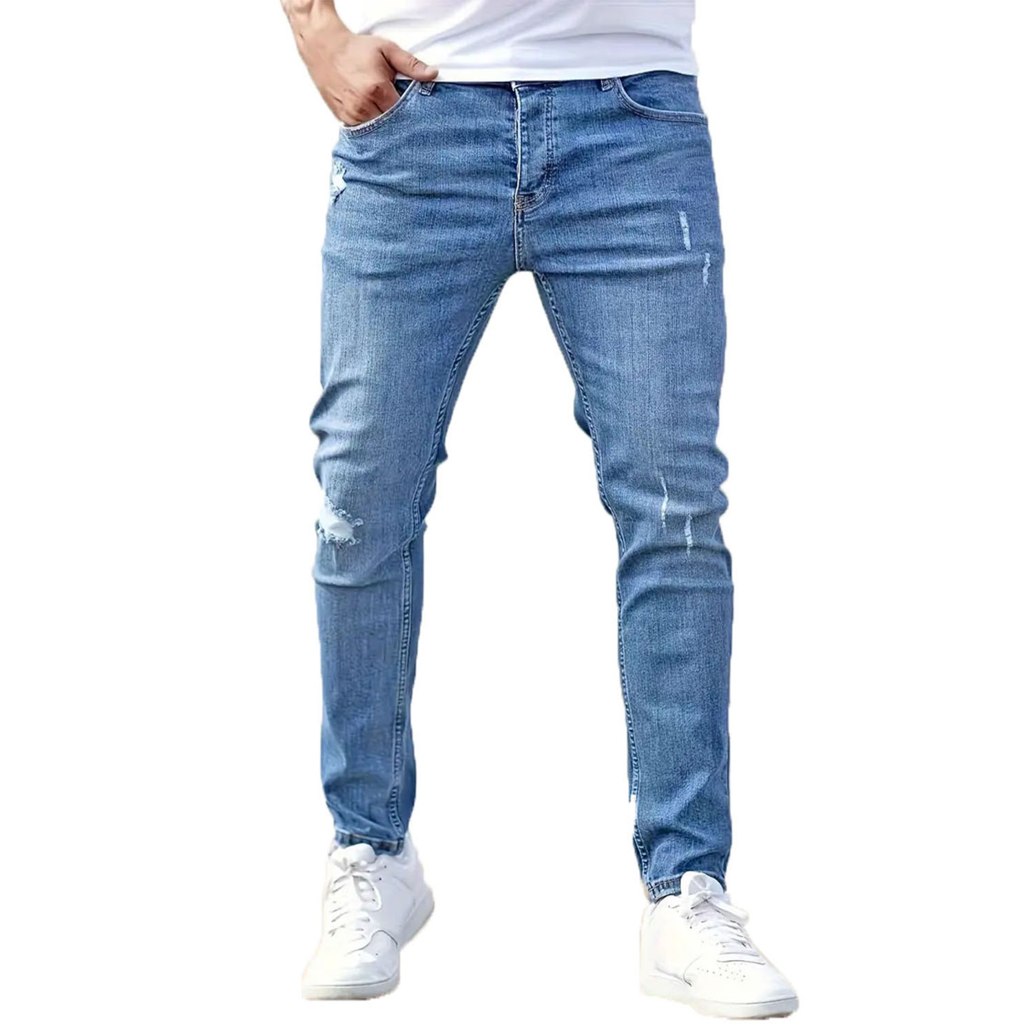 Productos transfronterizos cuidadosamente seleccionados, jeans elásticos estadounidenses para hombres, jeans ajustados de Amazon para hombres