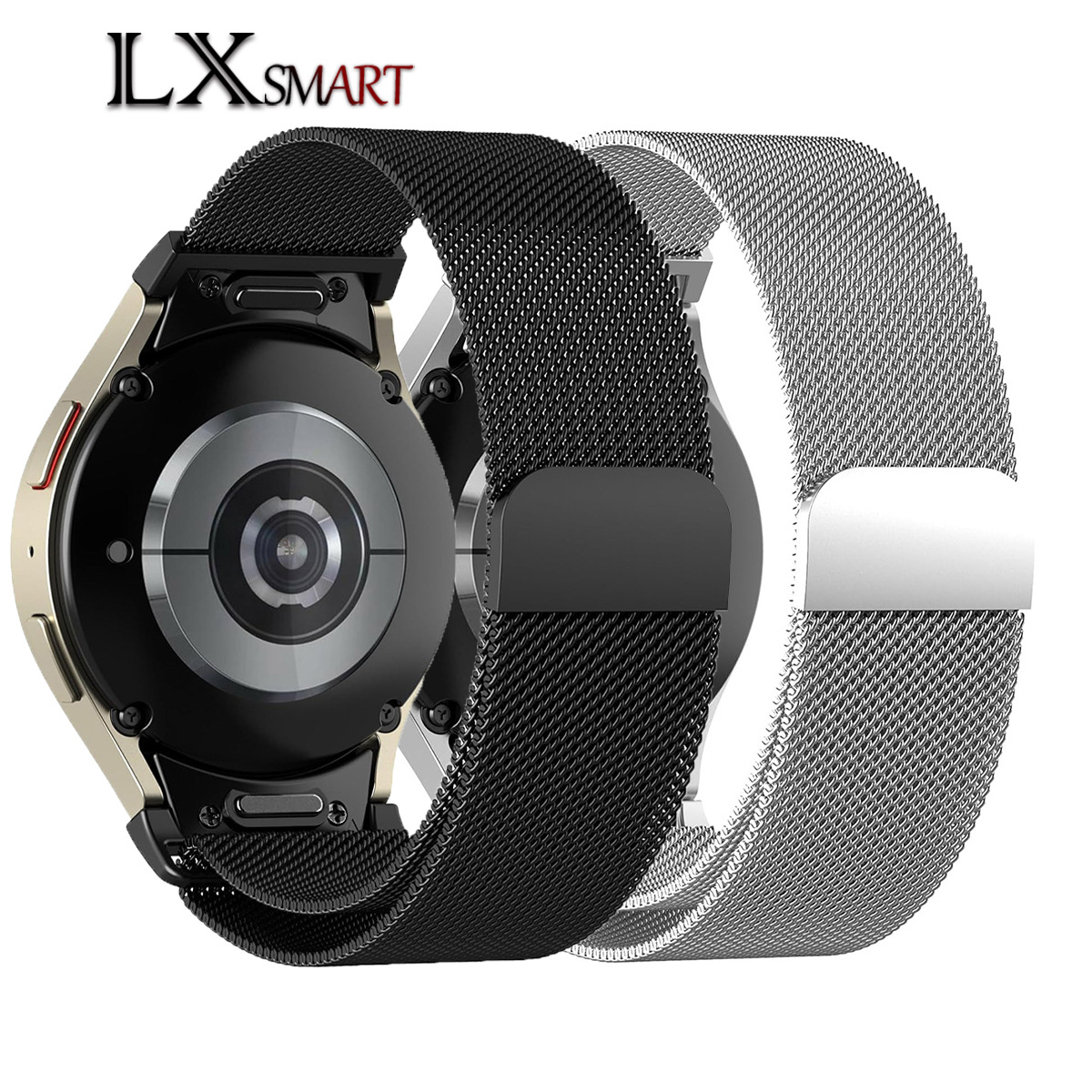 Suitable for Samsung Galaxy Watch 7m Lanis Magnetic Watch Strap Integrated Button New Stainless Steel Mesh Strap