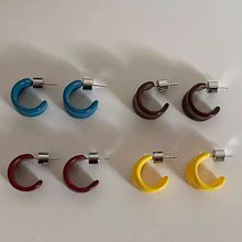 25新款马卡龙色系耳钉时尚简约百搭设计感耳坠轻奢独特高级感耳饰