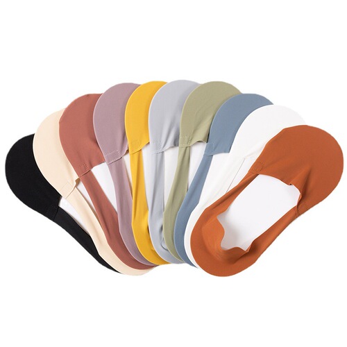Socks for women, summer thin ice silk boat socks for women, invisible cotton bottom, non-slip, non-falling, ins trend, versatile shallow mouth socks