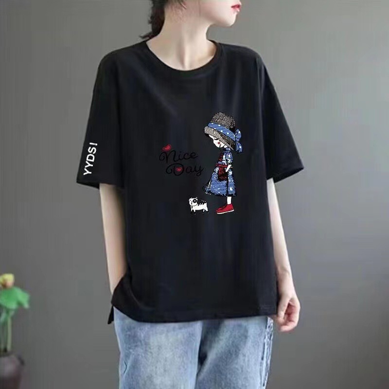 50 검정 [어린 소녀] 흰색 소매