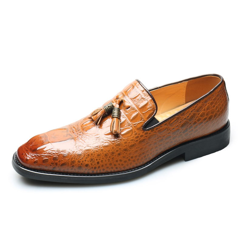 Men's slip-on loafers new business leather shoes with fringe shoes_vogvips.com