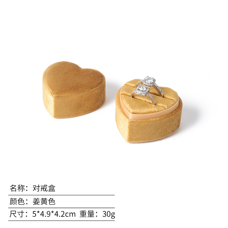 Caja de anillo coreana de terciopelo en forma de corazón, caja de colgante, caja de joyería de alta calidad, fábrica al por mayor en stock