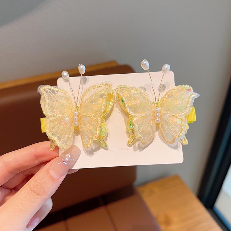子供の超仙気刺繍の蝶のヘアピンの女の子のかわいい古風な漢服の髪飾りのカードの王女の前髪のサイドクリップ|undefined