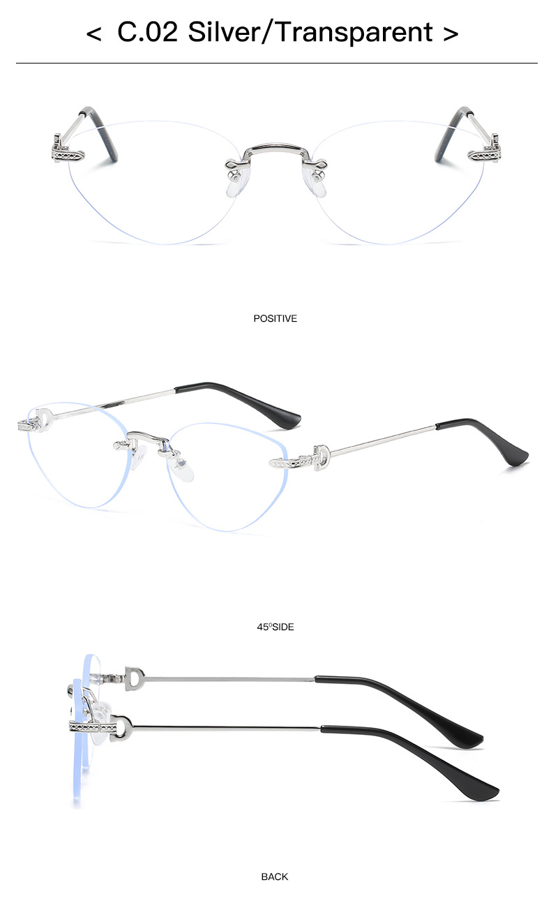 41g Weight Frameless Glasses Structure Sunglasses Classification Ac, UV400 Protection Lens Material Cat Eye Glasses Style Holiday, Outdoor Occasion Solid Color Pattern All Seasons Season Unisex Gender Casual Style Casual Solid Color Ac UV400 Protection Cat Eye Frameless Women's Sunglasses 8