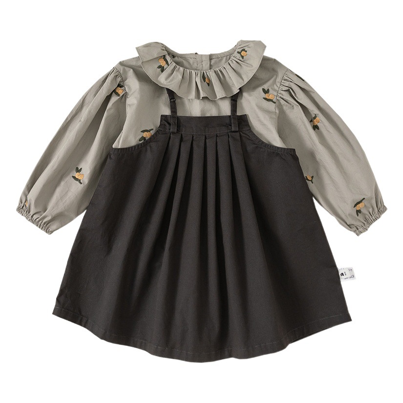 Babycity ropa de primavera para niñas traje estilo preppy camisa falda de la Liga de dos piezas ropa para niños QT23156