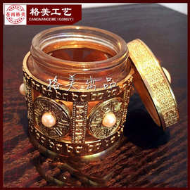 厂家定制食品茶叶塑料包装罐定做logo镀金色珍珠香料盒藏红花瓶子