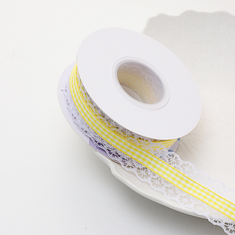 Siete colores, encaje de estilo británico, cinta de celosía, paquete de ramo, cinta de raso, paquete de flores, cinta de bricolaje, embalaje de material