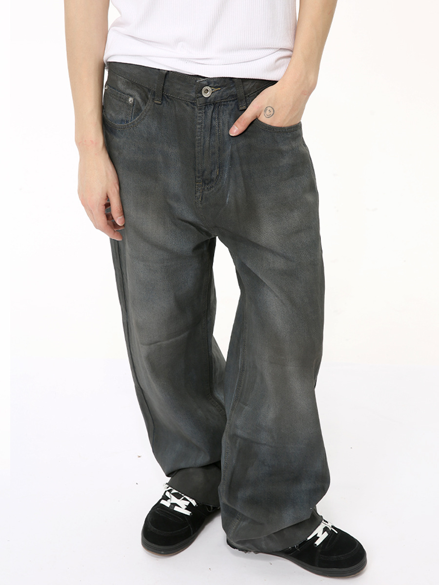 MTLCLOTHES Hombres| 2024 verano nuevos productos estadounidenses hacer viejo revestimiento retro de moda vaqueros lavados en agua