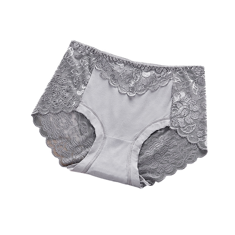 Hollow-out carefully machine mid-waist lace panties for women Women feel seamless lift buttock bag buttock quick drying plus size triangle panties