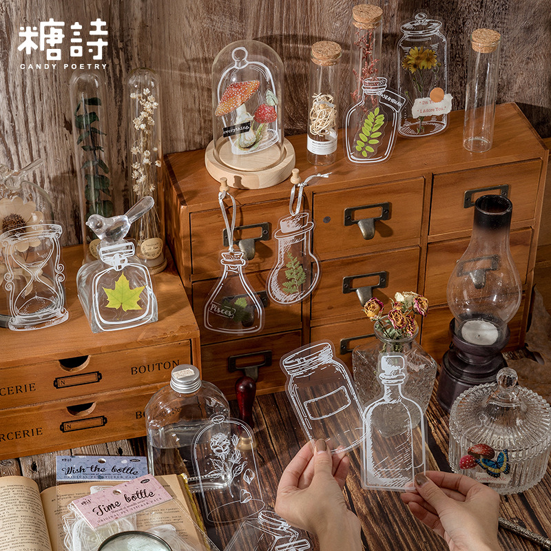 Tangshi PET etiqueta paquete utensilios Museo serie simple Diario transparente pegatinas decorativas 20 unidades en 6 tipos