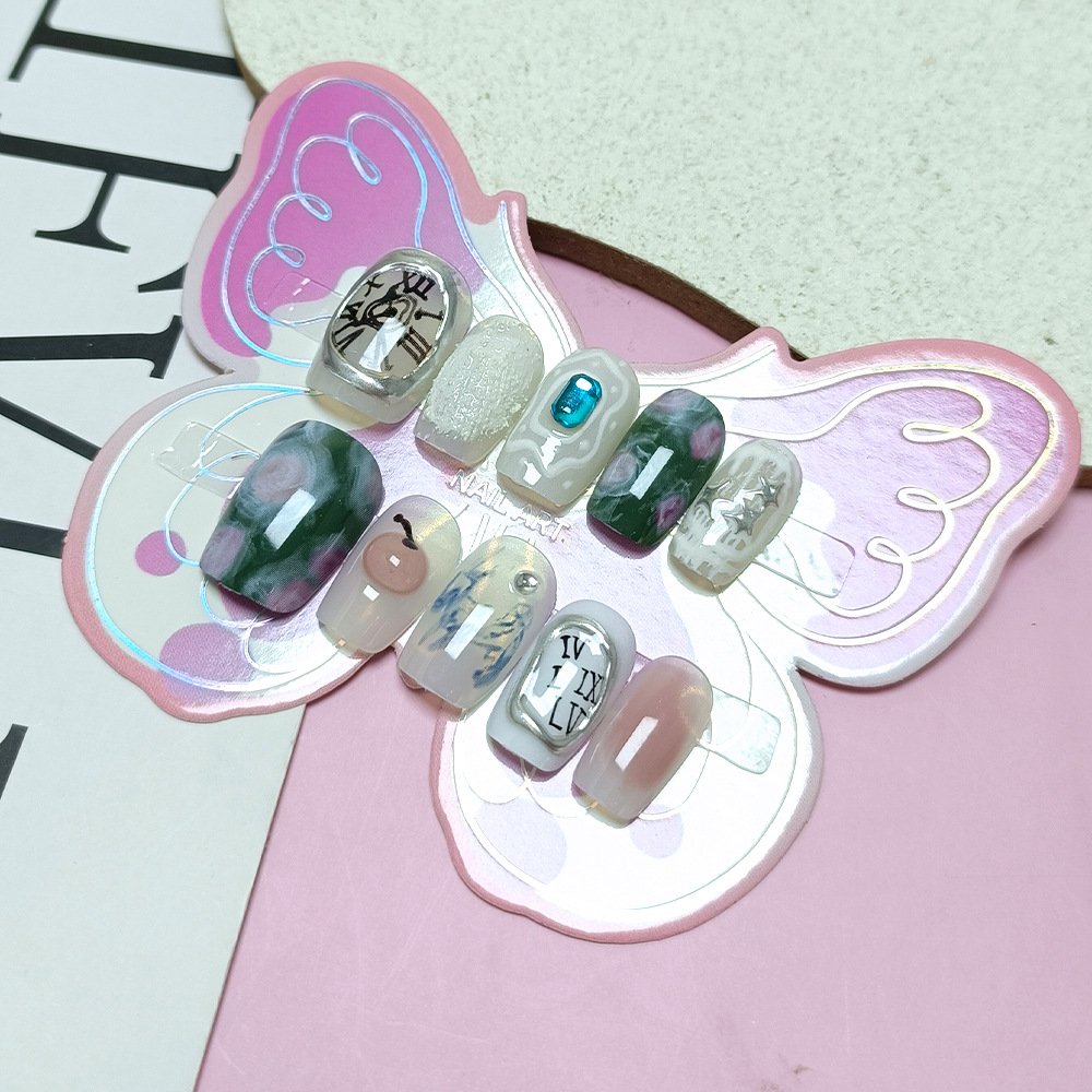 10 piezas de uñas con incrustaciones de diamantes para niñas