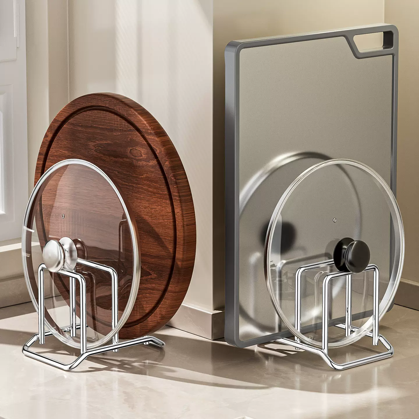 厨房置物架台面多功能一体刀具菜板砧板架锅盖放置收纳架