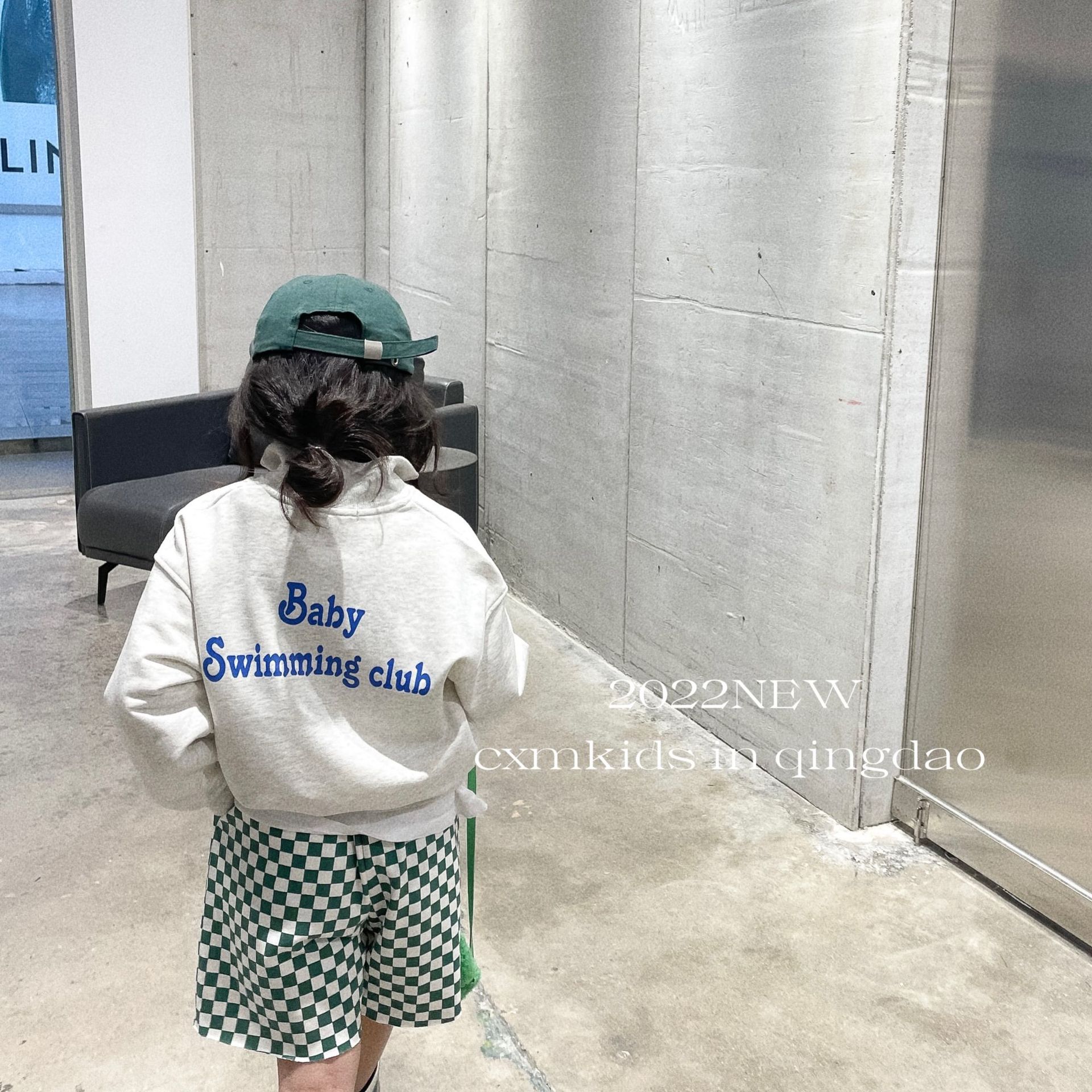 Cute girl 2022 Spring children Korean Edition leisure time letter Half Zip Sweater CUHK Sense of design jacket