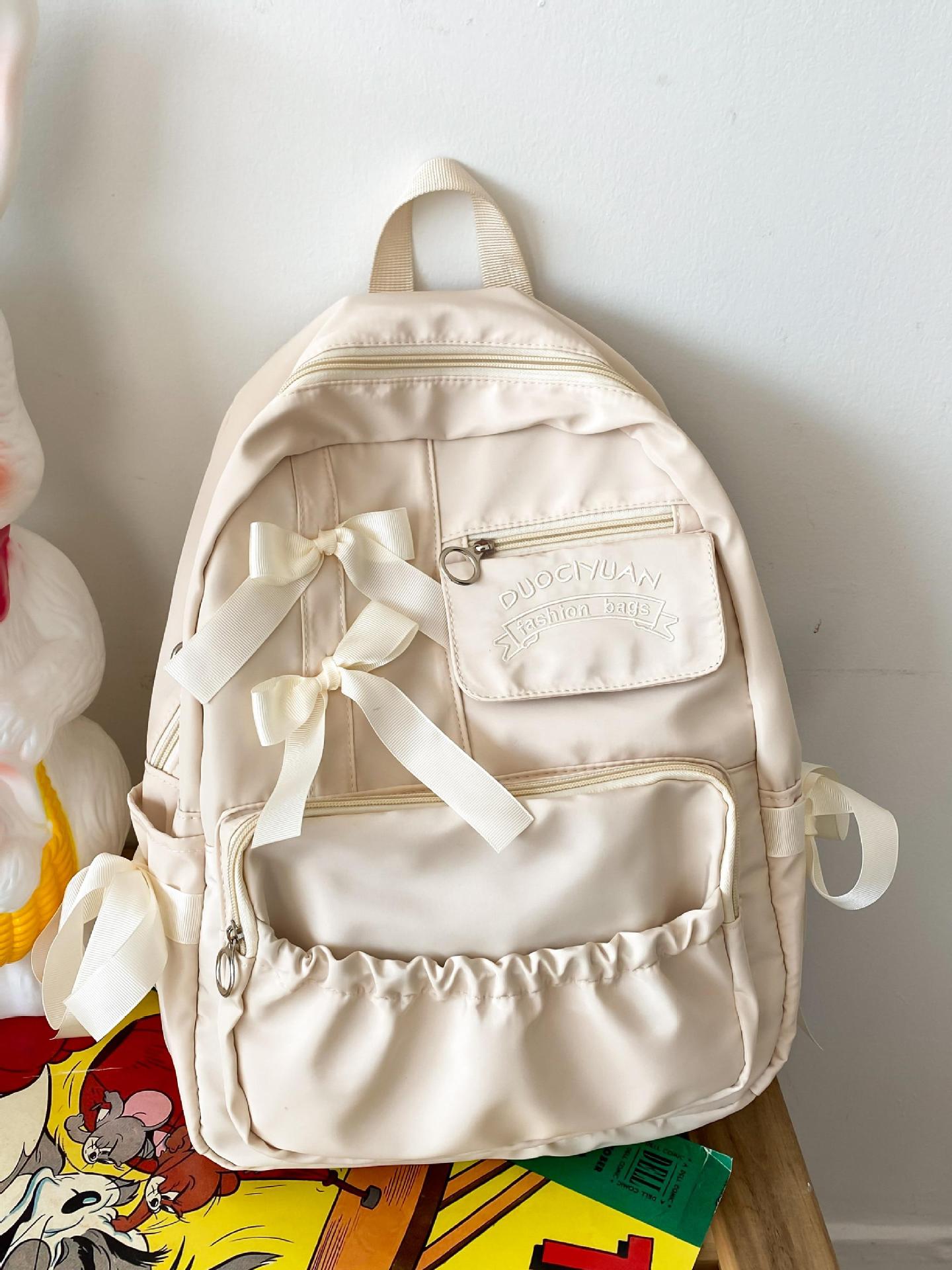 Bolsa escolar de estudiantes universitarios de gran capacidad de mujeres, mochila de la escuela secundaria de color sólido, mochila universitaria