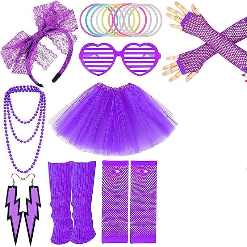1980 danza 80s accesorios diadema guantes rótula pulsera gafas traje 80s danza vestir