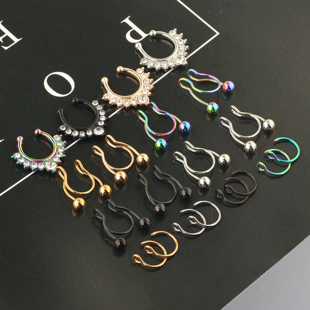 Stainless Steel Nose Ring Clip Set - Fake Piercing Nose Hoop 18Pcs Combo Wholesale detail image 10