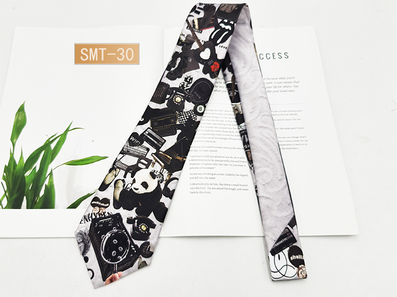 Fabricante spot impresión digital corbata de hombre estilo de Hong Kong moda retro casual animal divertido hecho a mano estilo 8cm