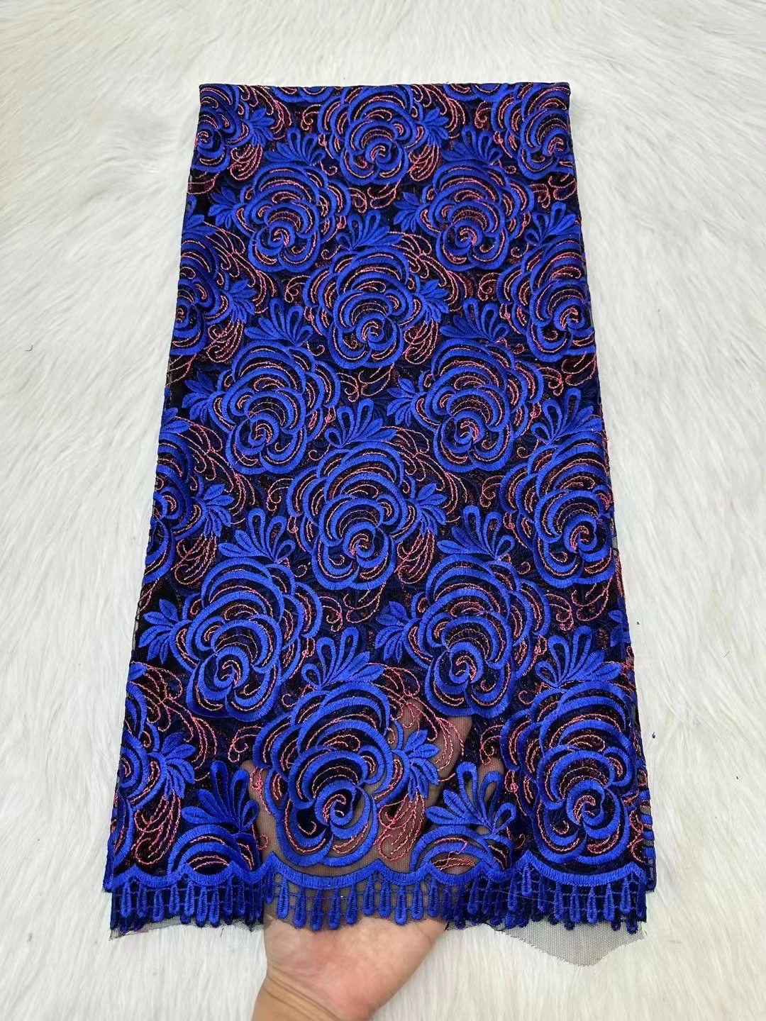 Two -color golden line gauze embroidery fabric Mom installed Quality Mesh LACE FACE FACE