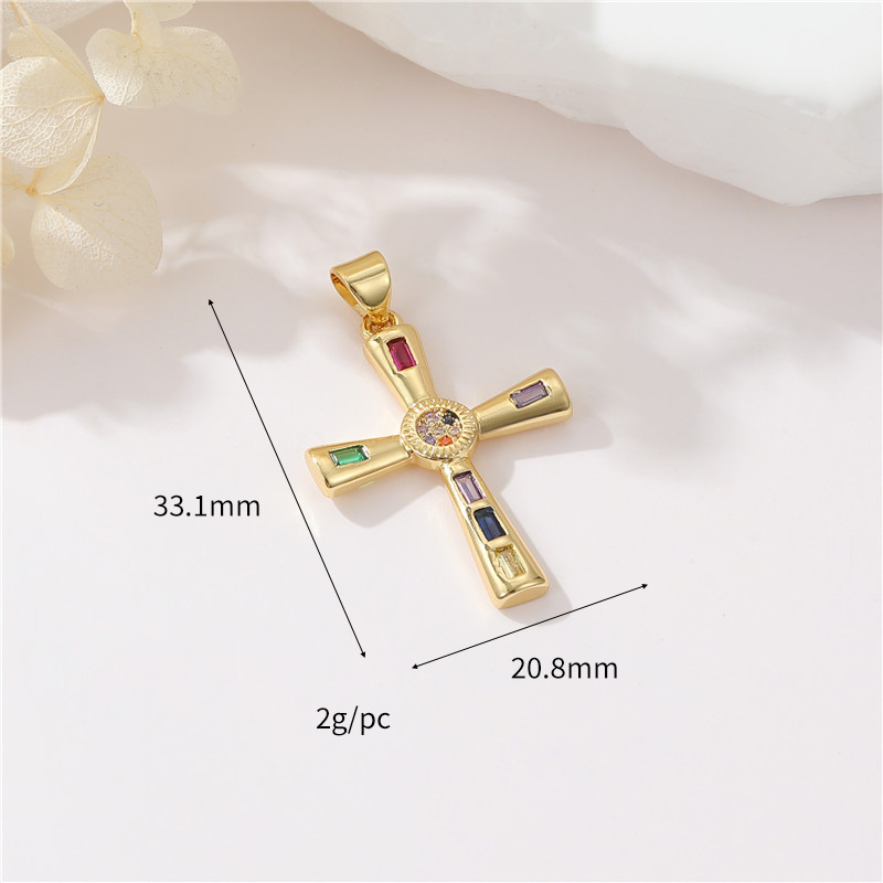 7g Weight Pendant Jewelry Making Type Zircon Inlay Material DIY Jewelry Accessories Classification 1 Piece Quantity Copper Material Cross Pattern Inlay Design Simple Style, Classic Style Style 1 Piece Copper Zircon Cross Pendant 3
