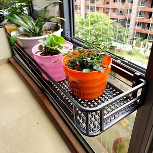 Balcony Flower Railing Hanging Iron Guardrail Flower Pot Hanger Window Sill Indoor Succulent Flower Shelf Wall Hanging