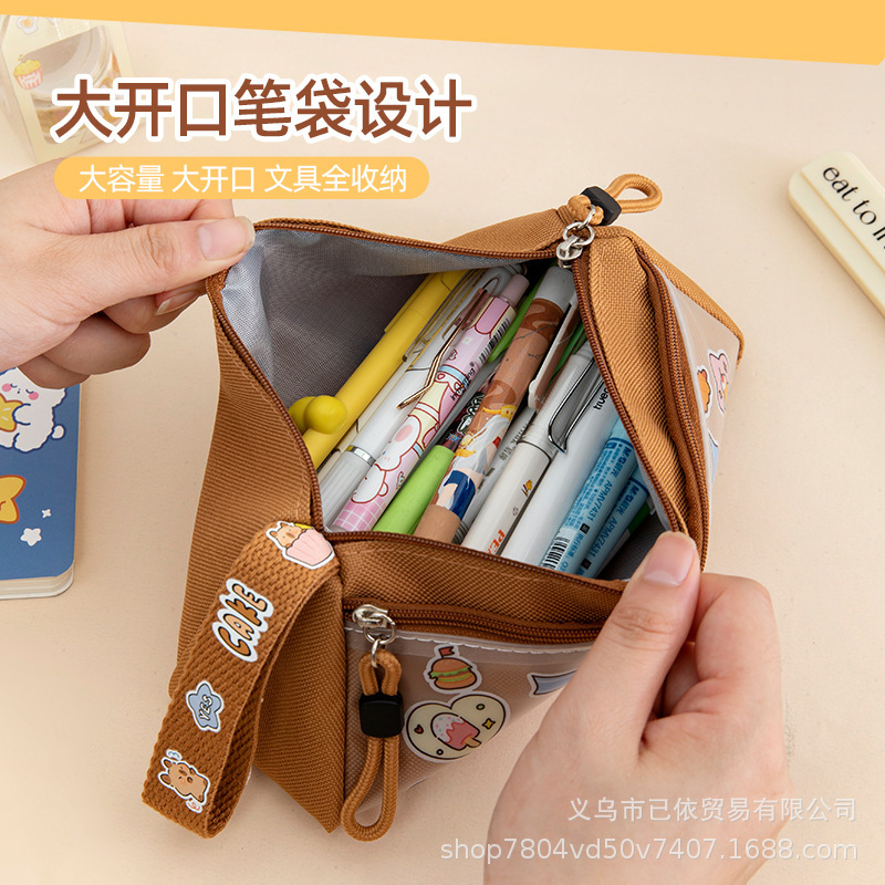 手提三角卡皮巴拉笔袋简约高颜值文具盒女孩男孩文具袋超火学生用|undefined